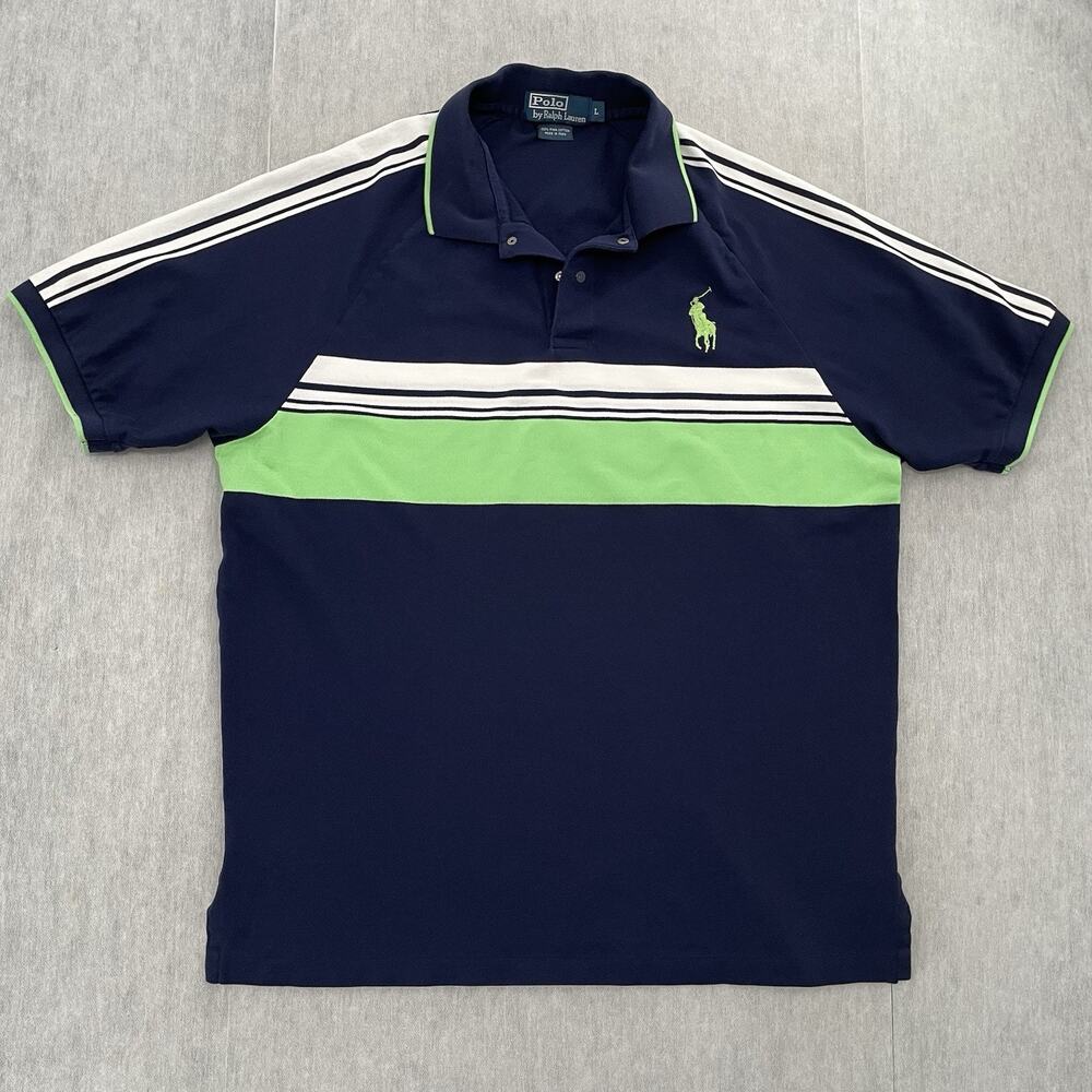 Polo Ralph Lauren Shirt Adult Large Blue Cotton Big Pony Stitched Logo Mens L